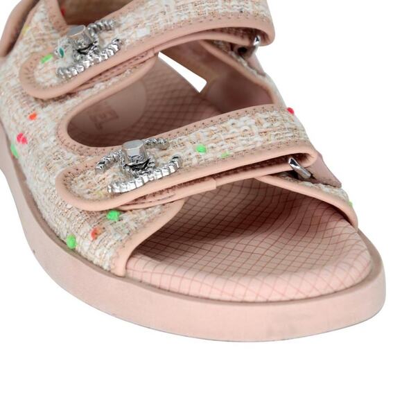 Chanel Cc Dad 35 Tweed Fabric and Leather Sandals CC-S0207P-C002 - Picture 8 of 10